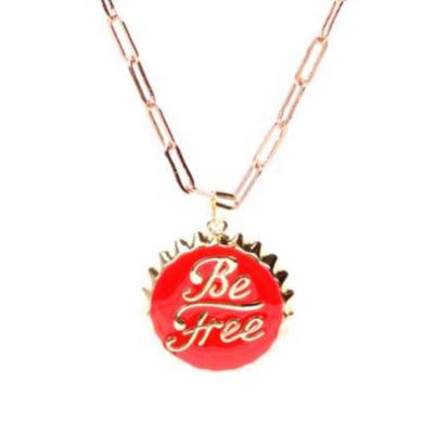 China Factory Price Enamel Gold Plated Brass Enamel Pendants Bottle Cover Digit Necklace For Women And Men for sale