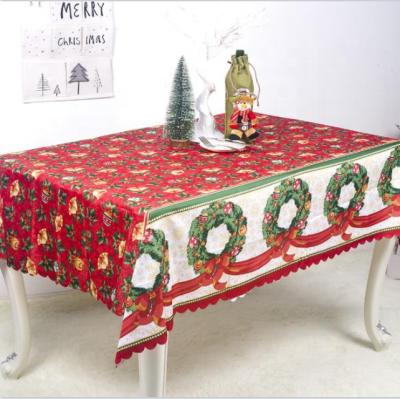 China Wholesale New Style Christmas Festival Theme Ornament Polyester Anti-fouling Printing Dining Table Cloth for sale