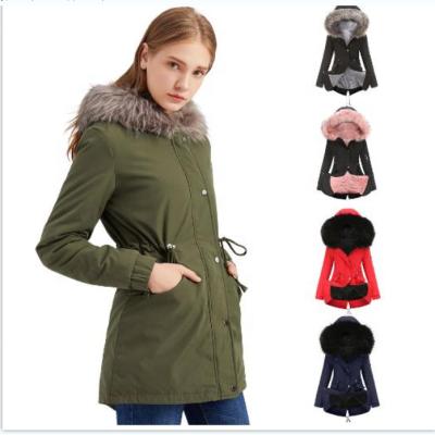 China High Quality Women's Breathable Medium Style Hooded Parka Thermal Fleece Lined Cotton-padded Coat For Winter for sale