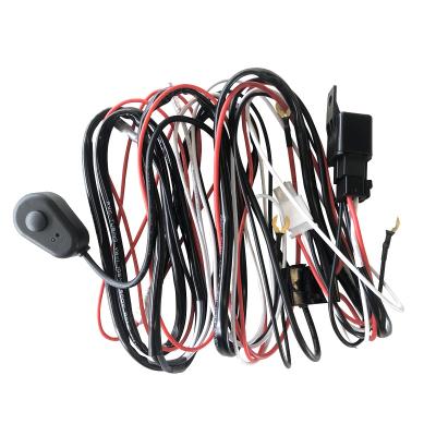 China 1pc 1 to 2 Automobile Harness Kit 24v Universal Light Bar Led Auto Cable 40A 12v Switch Relay Work Drive Fog Light Wiring Loom Harness for sale