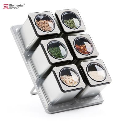 China Sustainable Magnetic Metal Tins Stainless Steel Spice Jar Sauce Storage Container for sale