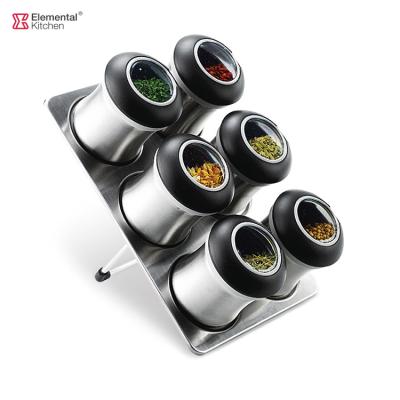 China Durable 304 Stainless Steel Magnetic Spice Spice Rack Set Of 6 Piececs for sale