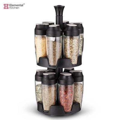 China 100ml Salt and Pepper Shaker Spice Container Viable Glass Jar Set with Holder Spice Jar Organizer Seasoning Jars Condiment Dispenser for sale