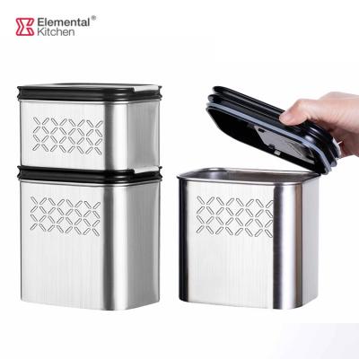 China Contemporary 3 Pcs Set With Scaled Dispense Lid Stainless Steel Food Storage Bottle Jars for sale