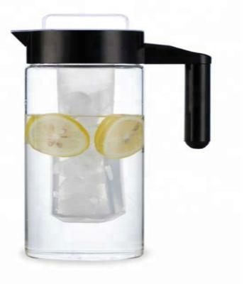 China Clear 1300ml Borosilicate Glass Sustainable Cooling Pitcher With Lid And Handle for sale