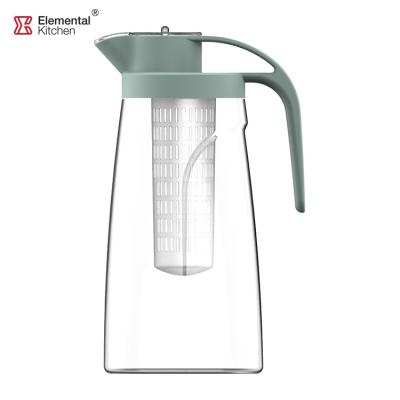 China Stackable Plastic Fruit Infusion 2000ml Fruit Infuser Water Jug Pitcher for sale