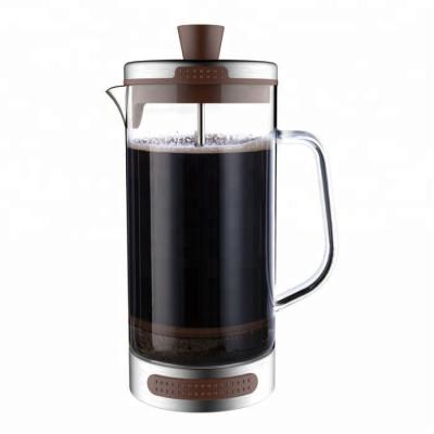 China Sustainable 3 Layers Filter System Best Borosilicate Glass French Press Coffee Maker for sale