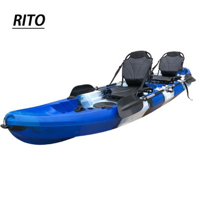 China LLDPE 2021 rotomolded upright aluminum frame seat canoe angler sits double top 2 cheap 3 person tandem fishing kayak with price for sale