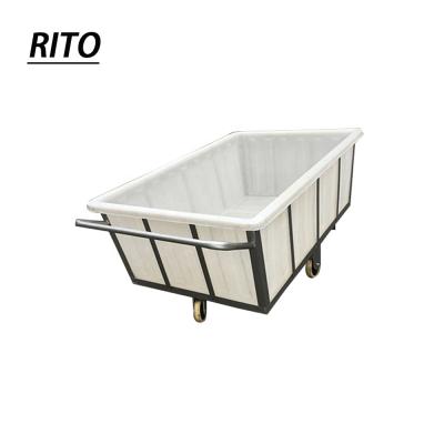 China Metal Garment Maker Industrial Hand Trolley Steel Canvas Tank Plastic Laundry Trolley for sale