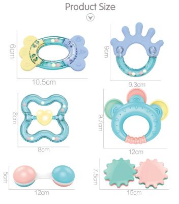 China Various Colors 6pcs Non-Toxic Non-Toxic Silicone Baby Rattle Teether Toy Set for sale