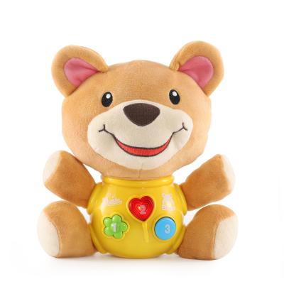 China High quality non-toxic newborn baby music soft stuffed brown bear for baby for sale