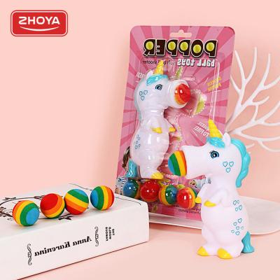 China New Animal+5 Balls Cartoon Unicorn Spit Bean Gunner TPR Squeeze Snap Ball Stretching Animal Toys Relieves Reducer Toy With 5 Balls for sale