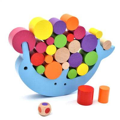 China Cartoon Toy Children's Education The First Building Block The Game Wooden Dolphin Puzzle Blocks Balancing Toys For Kid for sale