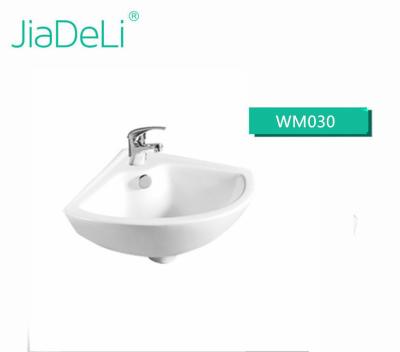 China WM030 Wall Hung Small Ceramic Hand Wash Easy Clean Easy Clean Basin For Corner for sale