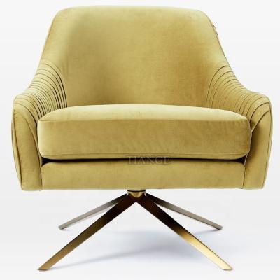 China Mid Century Modern Luxury Contemporary Design Gold Velvet Living Room Brass Armchair For Living Room for sale