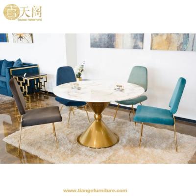 China Base Brass Marble Dining Table Jonathan Adler Caracas Stainless Steel Gold Top Dining Table for sale