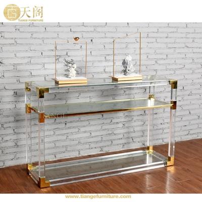 China Contemporary Console Table Furniture Arverne Stainless Steel Brass Acrylic Console Table for sale