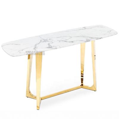 China Mid Century Modern Marble Design Living Room Hotel Gold Stainless Steel Modern Luxury Contemporary Console Table Furniture for sale