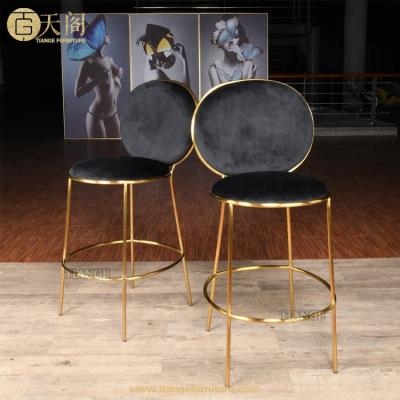 China Luxury Bar Chair Restaurant Furniture Polished Living Room Barstool Brass Velvet By Nika Zupanc for sale