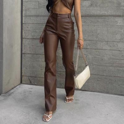 China QUICK DRY Straight Leg Chocolate Leather Pants for sale