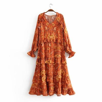 China Wholesale Bohemian Breathable Casual Rayon Boho Women Summer Floral Long Dresses for sale