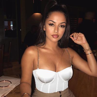 China Anti-pilling Women Clothing White Plus Size Sexy Gold Chain Crop Top for sale