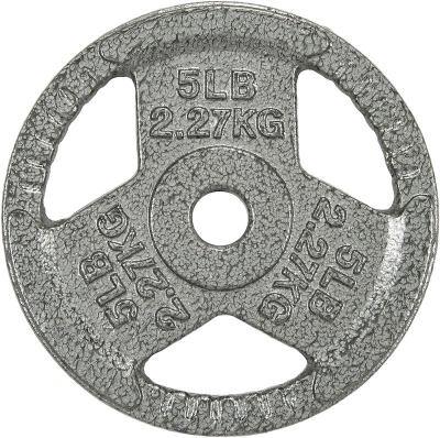 China Gray Common Barbell Plates 2.5/5/10/25/35/45lb Cast Iron Tri Grip for Competition Set for sale