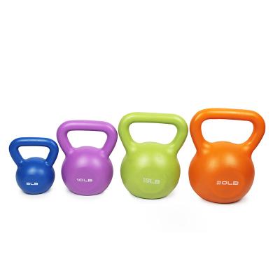 China Hot Selling Cheap Sand Filled Plastic Custom Logo Colorful Cement Kettlebell for sale