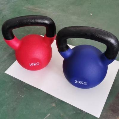 China Custom Logo Home Gym Free Weights Gravity Strength Training Cast Iron Rubber Coated Neoprene Kettlebell Set for sale