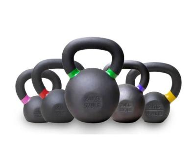 China Color Ring Black Cast Iron Powder Coated Kettlebell for Unisex Strength Training Gym for sale