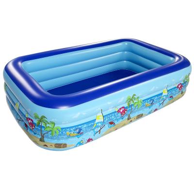 China Summer Outdoor Portable There-rings Inflatable Family Size Swimming Pools for sale