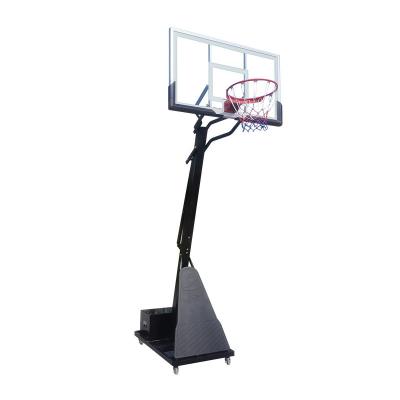 China Red Glass Backboard Portable Basketball Hoop Stand Perfect for Adult and Kids Practice for sale