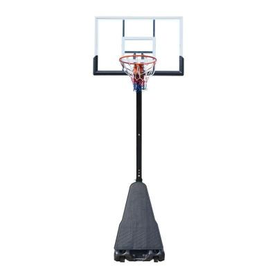 China Movable Adult Kids Basketball Hoop Stand with Glass Backboard in Red and Black for sale