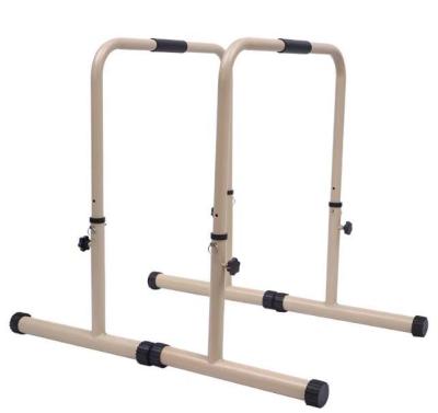 China Indoor stand Push up Bicep Triceps Muscle Strength Dip Station multi function round metal tube adjustable height Parallel Bars for sale