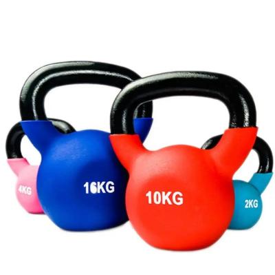 China Custom Logo Gym Home Color 16kg Neoprene Vinyl Coated Adjustable Cast Iron Weightlifting Kettlebell Set for sale