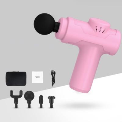 China Cheap Home Use Pink 4 Head Quick Rechargeable Handheld Electric Percussion Body Deep Tissue Muscle Fascia Massage Gun for sale