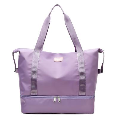 China Fashion Famous Brands High Quality Colorful Purple Pink Travel Weekender Gym Overnight Bag With Shoe Compartment for sale