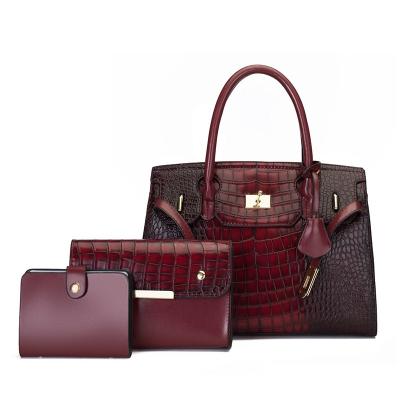 China Big Promotion Fashion PU Material Multicolor Work Travel Travel Leather Women Bag Set for sale