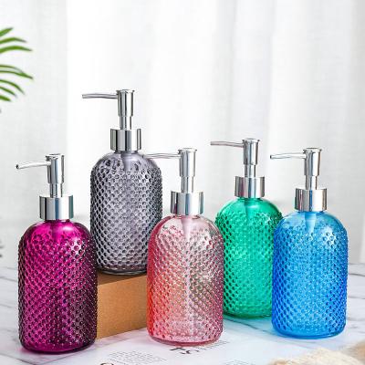 China Wholesale Colorful Foaming Soap Dispenser 400ml Hand Wash Liquid Soap Bottles Glass Soap Lotion Pumps Dispensers Spray Glass Bottles for sale