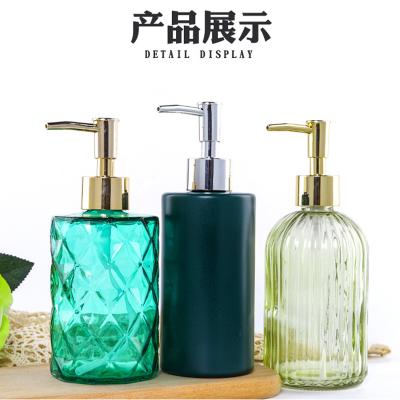 China Personal Care Bathroom Hand Soap Bottle Glass Colorful Empty Liquid Soap Dispenser Bottle With Silver Pump for sale