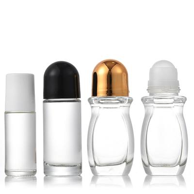 China Cosmetic Customized Glass Deodorant Roll On Perfume Bottle With Plastic Ball And Plastic Cap for sale