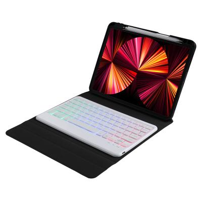 China High Quality Anti-ghosting Leather PU with Pen Slot RGB Tabletop Case with Keyboard for iPad Pro 11