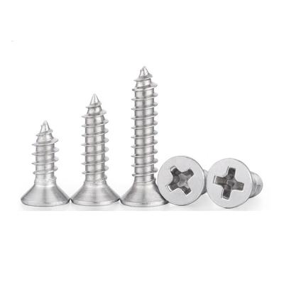 China Head DIN7982 304 a2-70 ST4.2*22mm Stainless Steel Cross Recessed Cross Countersunk Head Flat Countersunk Tapping Screws for sale