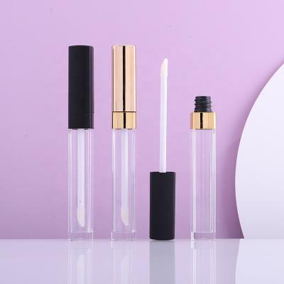 China Wholesale Cosmetic Matte Black Metallic Square 7ml Lip Gloss Tube Tube Bottle Empty Lip Lip Gloss Packaging Private Logo for sale