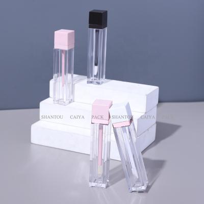 China CAIYA Fashionable Wholesale New Matte 6ml Pink Plastic Black Rose Gold Lip Gloss Liquid Lipstick Tubes Clear Square Tubes Containers for sale