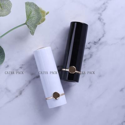 China Fashionable Chinese cosmetic supplier factory wholesale custom packaging round empty black white lipstick tubes plastic lip balm container for sale