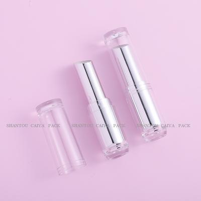 China Fashionable silver round empty plastic tube lipstick tube 12.1mm lip balm container lipstick factory seller packaging wholesale logo for sale