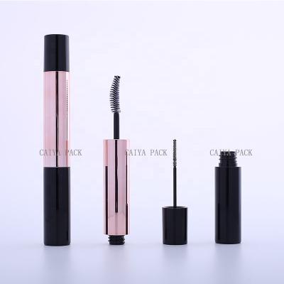 China Cosmetic Unique Design Double Ended 2 In Gold 1shiny Black UV Round Empty Mascara Tubes Container With Brush With Wand for sale