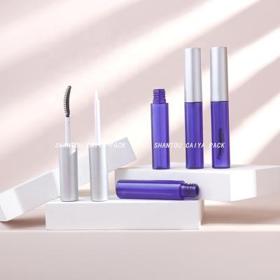 China 7ml PETG Cosmetic Bottle Blue Portable Cylinder Eye Liner Liquid Containers With White Wands Eyelash Serum Bottle Mascara Tubes for sale