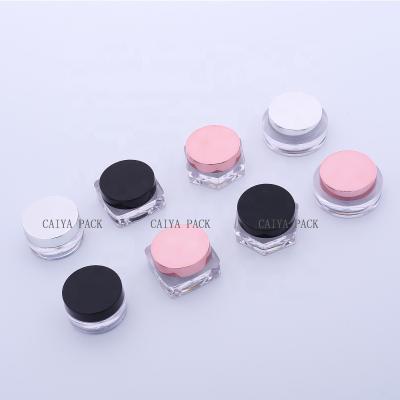 China Recycled Materials 5g Hexagon Rose Black Pink Gold Nail Polish Eyeshadow Powder Case Eyebrow Gel Eye Serum Black Empty Mini Containers With Strainer for sale